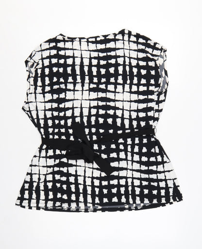 Next Women’s Black Geometric Wrap Blouse Size 20 Sleeveless Jersey Top