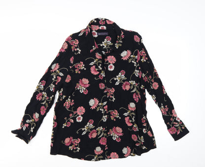Marks and Spencer Women’s Black Floral Long Sleeve Tunic Blouse Size 22