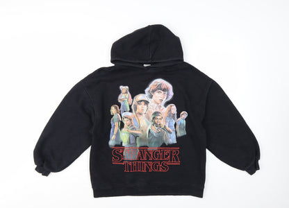 ZARA Girls Black Stranger Things Pullover Hoodie 13-14 Years Fleece Lined