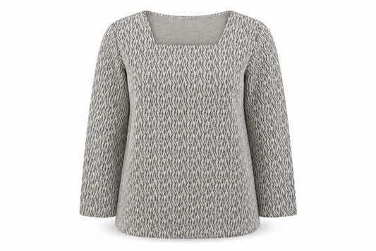 Country Collection Women's Beige Geometric Tunic Top M Long Sleeve Stretch