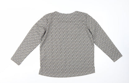Country Collection Women's Beige Geometric Tunic Top M Long Sleeve Stretch
