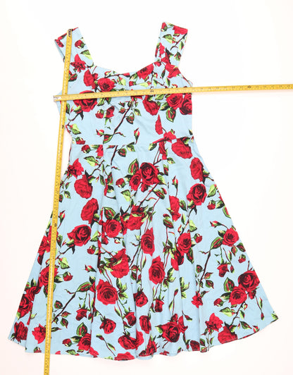 Hearts & Roses Women’s Blue Rose Floral Fit & Flare Dress Size 12