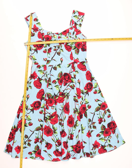 Hearts & Roses Women’s Blue Rose Floral Fit & Flare Dress Size 12