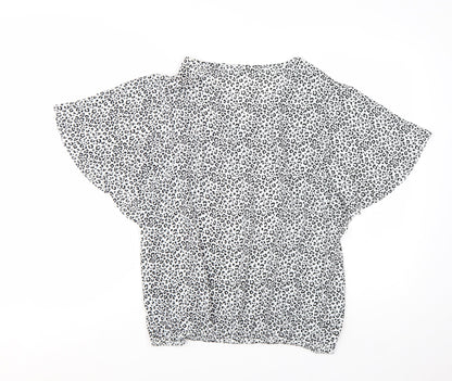 George Women’s White Leopard Print Tunic Blouse Size 14