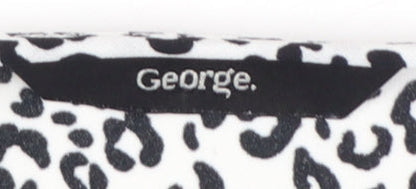 George Women’s White Leopard Print Tunic Blouse Size 14