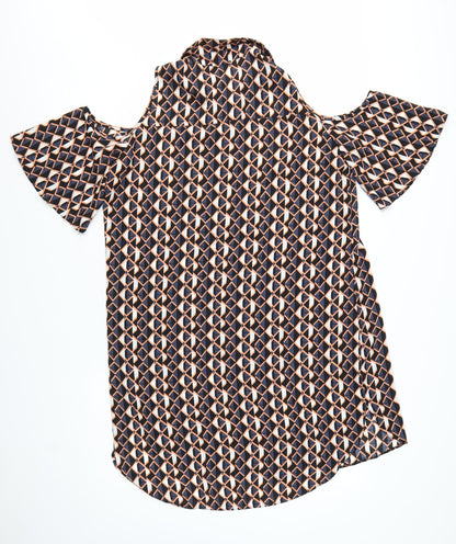Papaya Women’s Multicoloured Geometric Cold Shoulder Shirt Dress Size 16