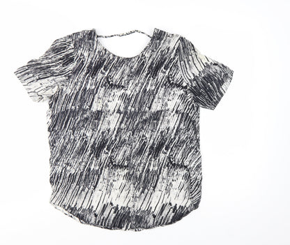 & Other Stories Womens Black White Blouse UK 6 Short Sleeve Viscose Top