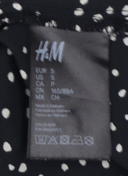 H&M Women's Black Polka Dot Button-Up Blouse Size S