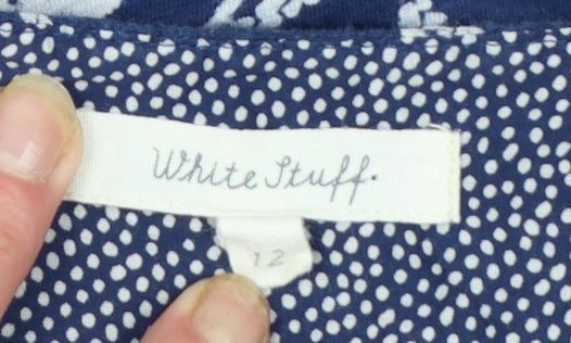 White Stuff Women's Blue Floral Cotton Tunic Top Size 12