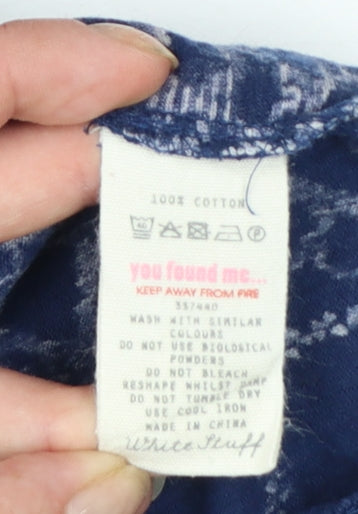 White Stuff Women's Blue Floral Cotton Tunic Top Size 12