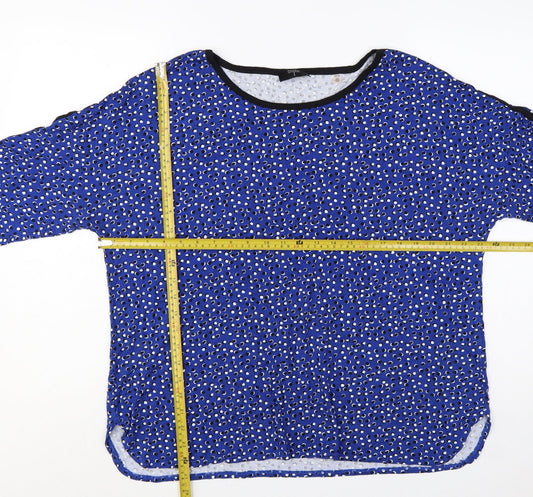 Tahari Woman Blue Polka Dot 3/4 Sleeve Rayon Blouse Size 18 Plus