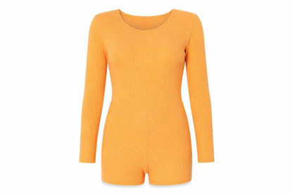 PrettyLittleThing Women’s Orange Long Sleeve Ribbed Playsuit Size 6