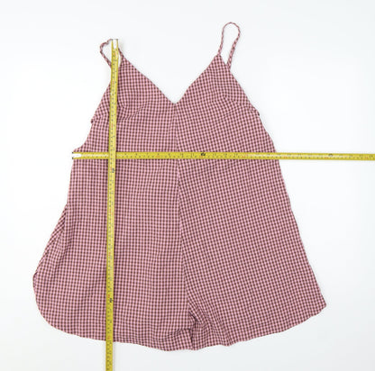Topshop Womens Pink Gingham Sleeveless Playsuit UK 12