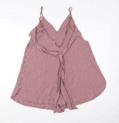 Topshop Womens Pink Gingham Sleeveless Playsuit UK 12