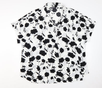 Marks and Spencer Womens Ivory Floral Short Sleeve Tunic Blouse Size 22
