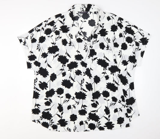 Marks and Spencer Womens Ivory Floral Short Sleeve Tunic Blouse Size 22