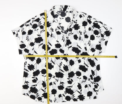 Marks and Spencer Womens Ivory Floral Short Sleeve Tunic Blouse Size 22
