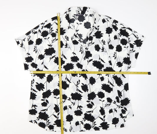 Marks and Spencer Womens Ivory Floral Short Sleeve Tunic Blouse Size 22