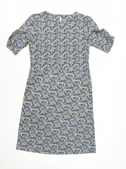 Next Women's Blue Floral Shift Dress Size 12 Half Sleeve