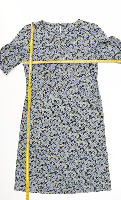 Next Women's Blue Floral Shift Dress Size 12 Half Sleeve