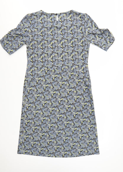 Next Women's Blue Floral Shift Dress Size 12 Half Sleeve