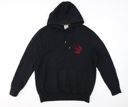 Paul Smith Men's Black Large Pullover Hoodie with Embroidered Tiger