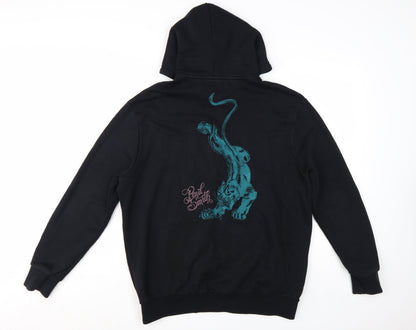 Paul Smith Men's Black Large Pullover Hoodie with Embroidered Tiger