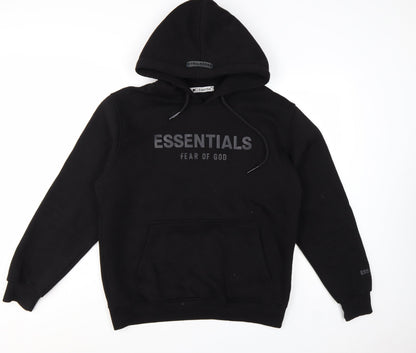 Fear of God Essentials Black Men's Pullover Hoodie Size M Relaxed Fit