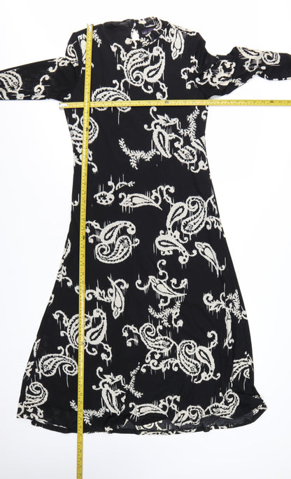 Marks and Spencer Women's Black Paisley A-Line Dress Size 10
