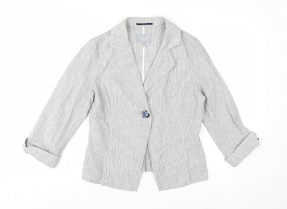 Marks and Spencer Per Una Women’s Grey Pinstripe Linen Blend Blazer Size 10
