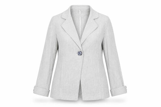 Marks and Spencer Per Una Women’s Grey Pinstripe Linen Blend Blazer Size 10