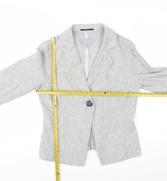 Marks and Spencer Per Una Women’s Grey Pinstripe Linen Blend Blazer Size 10