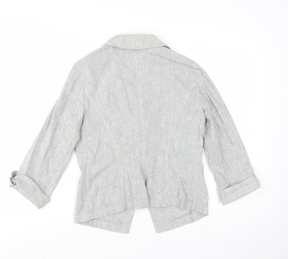 Marks and Spencer Per Una Women’s Grey Pinstripe Linen Blend Blazer Size 10