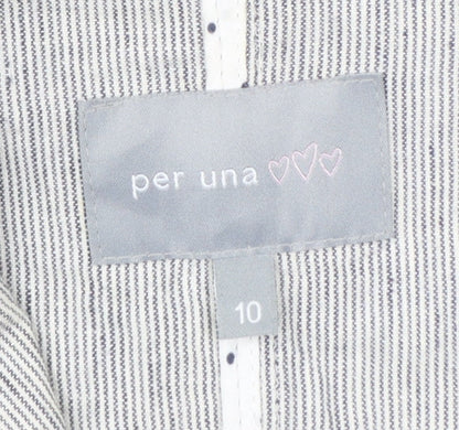 Marks and Spencer Per Una Women’s Grey Pinstripe Linen Blend Blazer Size 10