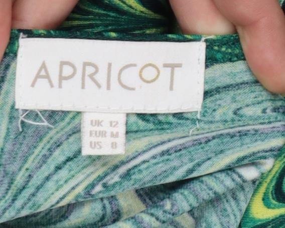 Apricot Women’s Green Geometric Midi A-Line Sleeveless Stretch Dress Size 12