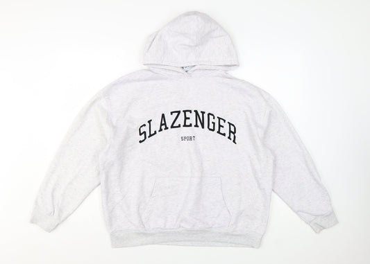 Slazenger Women’s Grey Pullover Hoodie UK 12 Cotton Blend Sport Style