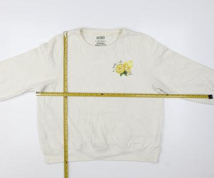 FatFace Women White Lemon Print Pullover Sweatshirt UK 16