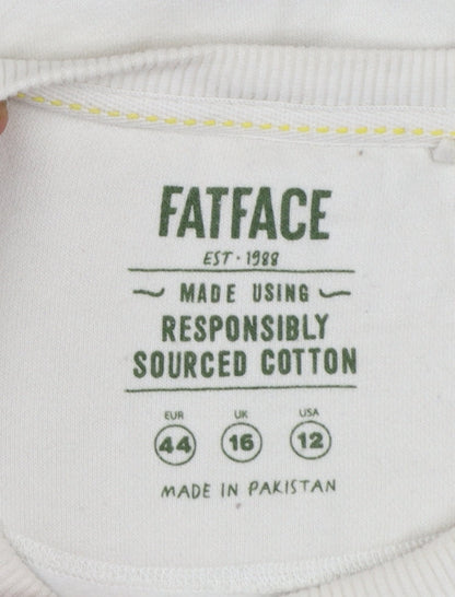 FatFace Women White Lemon Print Pullover Sweatshirt UK 16