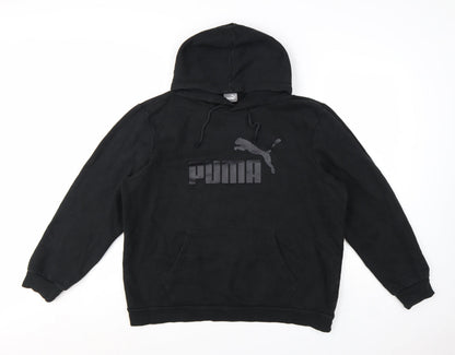 Puma Women's Black Pullover Hoodie L Cotton Blend Logo Sweatshirt