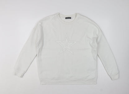 Mint Velvet Women White Cotton Blend Star Embellished Sweatshirt L