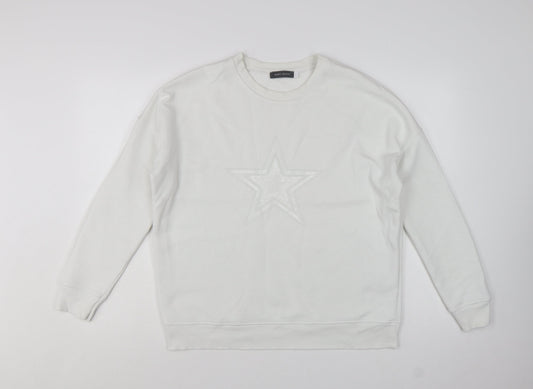Mint Velvet Women White Cotton Blend Star Embellished Sweatshirt L