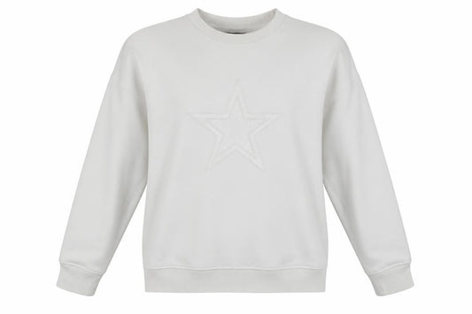 Mint Velvet Women White Cotton Blend Star Embellished Sweatshirt L