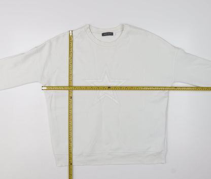 Mint Velvet Women White Cotton Blend Star Embellished Sweatshirt L