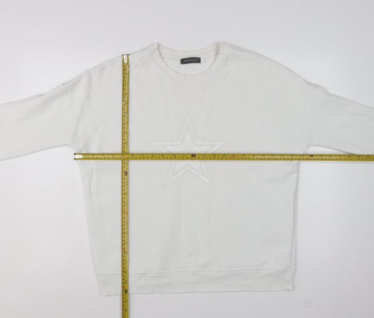 Mint Velvet Women White Cotton Blend Star Embellished Sweatshirt L
