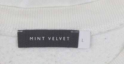 Mint Velvet Women White Cotton Blend Star Embellished Sweatshirt L