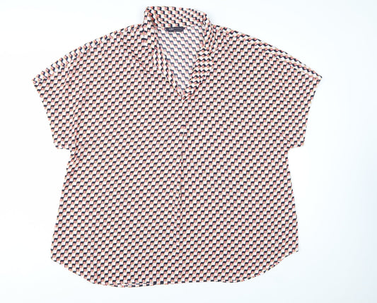 Marks and Spencer Women's Multicoloured Geometric Collared Blouse Size 20