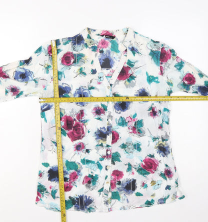 M&Co Women's Multicoloured Floral Cotton Blouse Size 10