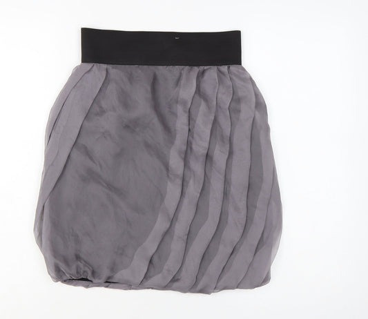 Zara Basic Women Grey Knee Length Bubble Hem Skirt Size 12