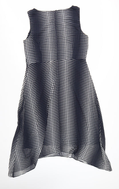 Wallis Women Blue Polka Dot Hi-Low A-Line Dress Size 14