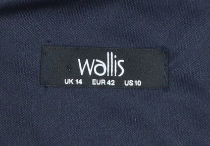 Wallis Women Blue Polka Dot Hi-Low A-Line Dress Size 14